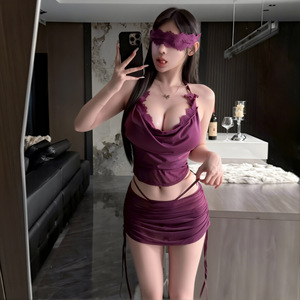 Robe moulante sexy en maille transparente pour femme, sans manches, en mousseline, lingerie de nuit, tenue de passion - Product Image 2