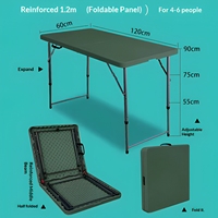 Table pliante rectangulaire en plastique à hauteur réglable, moulée par soufflage, pour événements et location en gros