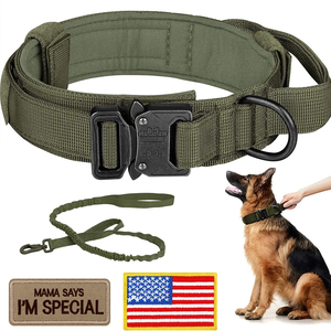 Conjunto de <span class=keywords><strong>Collar</strong></span> y Correa Táctica para Perro con Velcro para Perros Medianos y Grandes, <span class=keywords><strong>Collar</strong></span> Ajustable para Mascotas con Hebilla, <span class=keywords><strong>Collar</strong></span> de Nailon para Entrenamiento - Product Image 1