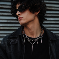 Collier en acier inoxydable en forme de cœur avec breloques en forme de pointe, chaîne épaisse, bijoux punk gothique Y2K pour hommes et femmes