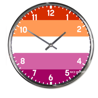 Horloge murale ronde arc-en-ciel pour lesbiennes, horloge silencieuse classique sans tic-tac, fonctionnant à piles, pour bureau, maison, salon