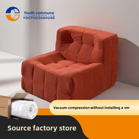 Fauteuil individuel en mousse compressée sous vide, style rétro carré, décontracté, avec housse lavable pour salon, prix d'usine/vente en gros