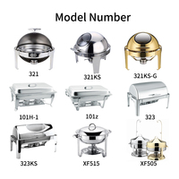 SJ Catering Restaurantbedarf Runder Chafing Dish Speisenwärmer Edelstahl Chafing Set Buffet mit Glasdeckel