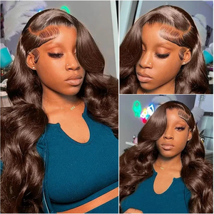 Perruque sans colle marron chocolat 7x5 avec dentelle frontale, cheveux humains pré-coupés, sans colle, pré-épilée, ligne de cheveux naturelle, facile à porter - Product Image 6