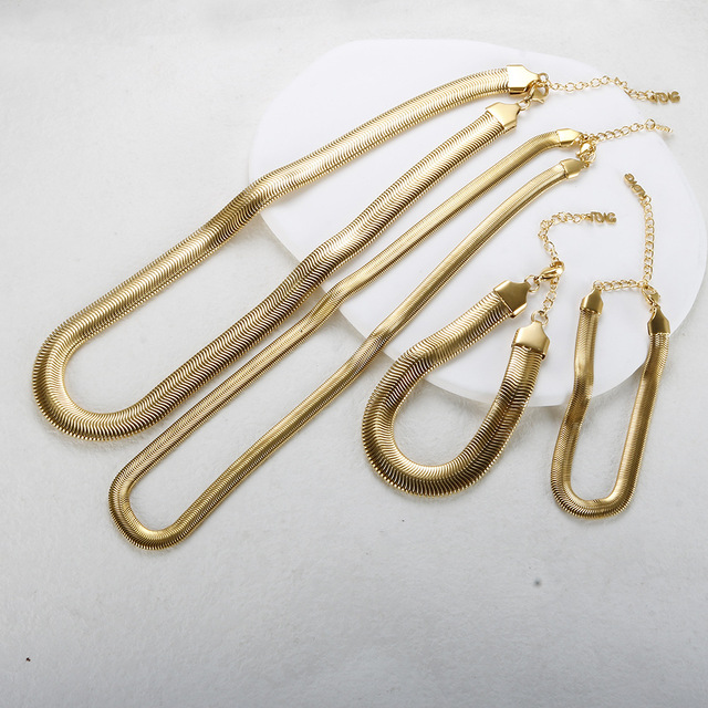 Stainless Steel Link Chain Snake Bone Necklace Trendy Hip-Hop Personality Versatile Retro Minimalist Set