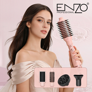 ENZO Nouveau <span class=keywords><strong>Styler</strong></span> Capillaire <span class=keywords><strong>5</strong></span> <span class=keywords><strong>en</strong></span> <span class=keywords><strong>1</strong></span> 1500W Rose, Ensemble Brosse Sèche-Cheveux Électrique Chauffante Lisseur & Fer à Boucler - Product Image 2
