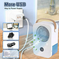 Kipas pendingin udara Air evaporasi portabel, kipas pendingin udara Mini 4 kecepatan DC USB dapat diisi ulang dengan tampilan