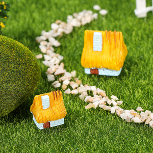 Miniature House <b>Ornament</b> Resin Thatched Cottage Outdoor Garden Decoration Irregular Shape Painted Finish - Product Image 3