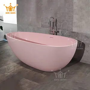 Vasca da bagno rosa autoportante in resina di pietra composita con superficie solida di Design italiano per uso domestico