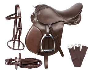 Ensemble de sellerie d'obstacle en cuir avec quincaillerie nickelée, arceau en bois, équipement complet 4 pièces, confort écologique, logo personnalisé - Product Image 1