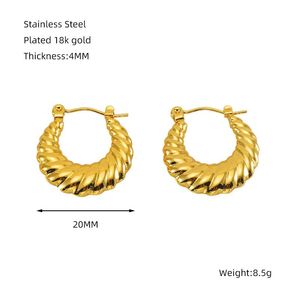 Pendientes Colgantes Geométricos <span class=keywords><strong>C</strong></span> de Acero Inoxidable Chapado en Oro de 18k, Estilo Francés, Joyerí<span class=keywords><strong>a</strong></span> de <span class=keywords><strong>Moda</strong></span>, Pendientes de Aro para Mujer - Product Image 3