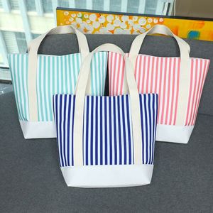 Bolsa de Hombro Personalizada al por Mayor con Rayas Rosas y Blancas, Bolsa de Fin de Semana, Bolsa de Playa de Lona a Rayas, Bolsa de Compras - Product Image 3