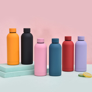 Small MOQ <b>Custom</b> Logo Double Wall Stainless Steel <b>Water</b> <b>Bottle</b> Soft Touch Rubber Coating Thermal Flask Vacuum Insulated Tumbler - Product Image 1