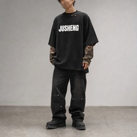 T-shirt à manches longues pour homme, coupe ample, coton lourd double couche, personnalisé