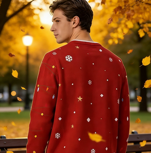 <span class=keywords><strong>Pull</strong></span> tricoté personnalisé en gros pour homme, à boutons, pour le <span class=keywords><strong>printemps</strong></span>, Noël, le Nouvel An et Halloween - Product Image 4