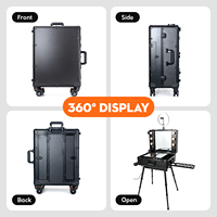 Valise de maquillage professionnelle en aluminium sur roulettes, grande capacité, pour artistes, avec organisateur intégré