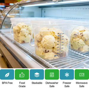 Seau <span class=keywords><strong>de</strong></span> rangement en plastique transparent <span class=keywords><strong>de</strong></span> qualité alimentaire pour garde-manger, avec poignée et couvercle gradué, pour farine, sucre, riz, flocons d'avoine et aliments secs - Product Image 6