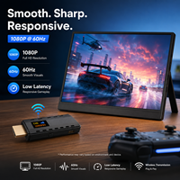 Moniteur HDMI sans fil 15,6 pouces avec kit récepteur et émetteur intégrés, transmission vidéo 50 m, mise en miroir de l'écran, haut-parleur intégré