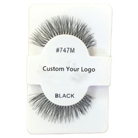 Vente en gros de cils 3D faits à la main, cils en bande, cils en cheveux humains, cils naturels longs 747