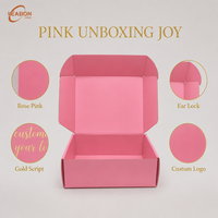 Boîte d'expédition en carton ondulé rose personnalisée Leabon avec logo, fermeture à languette, pour cadeaux, cosmétiques, vêtements, vente en gros, directement de l'usine