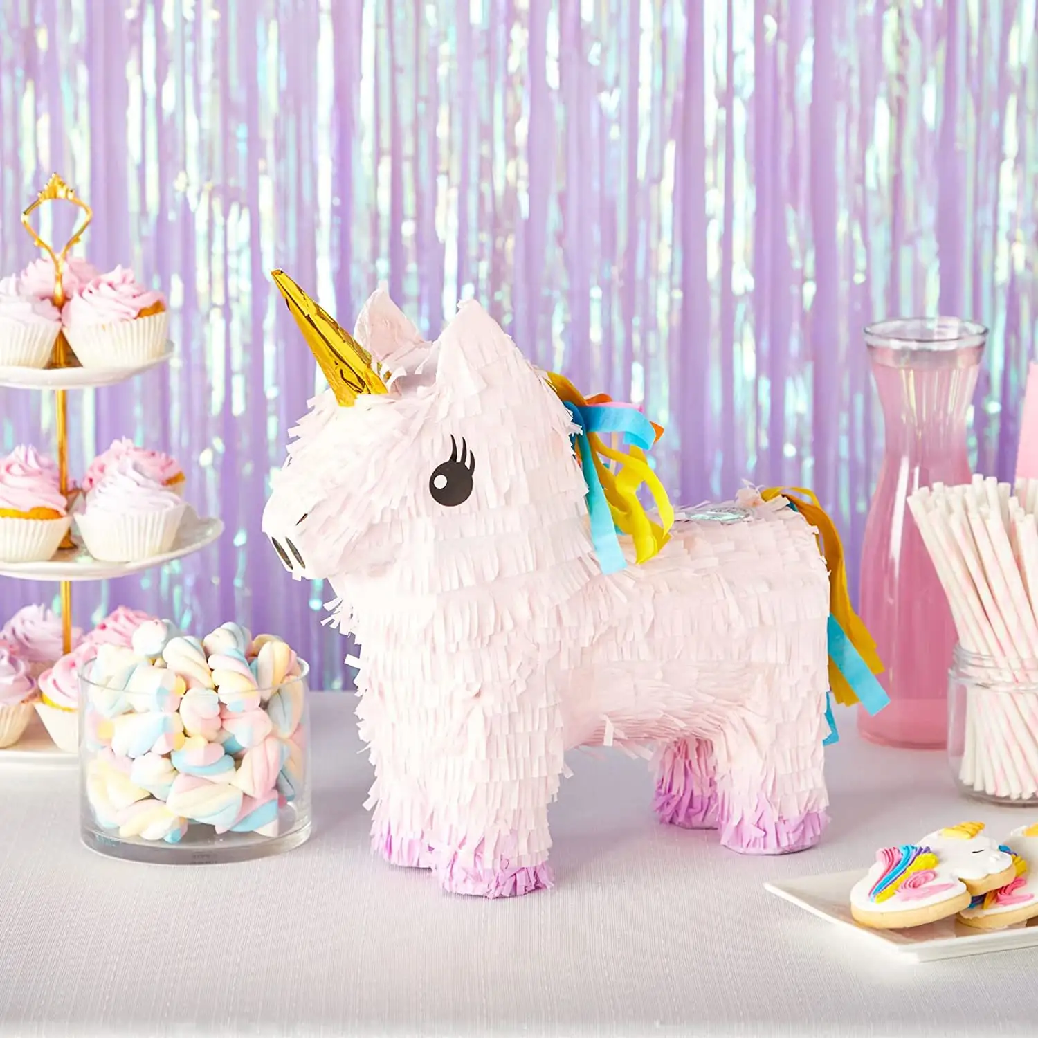 Pinata pink unicorn Pesta permen mainan anak suasana tema ulang tahun perlengkapan pesta buatan tangan produksi kertas