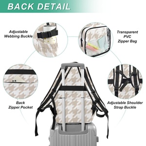 New Arrival Beige Houndstooth Print Laptop <b>Backpack</b> Travel Polyester <b>Backpack</b> School <b>Backpack</b> Teen College <b>Backpack</b> Schoolbag - Product Image 4
