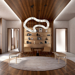 Lámpara Colgante Moderna de Alabastro Natural con Forma Personalizada, Lámpara de Araña LED de Piedra de Mármol de Lujo para Decoración de Comedor de Hotel o Villa - Product Image 2