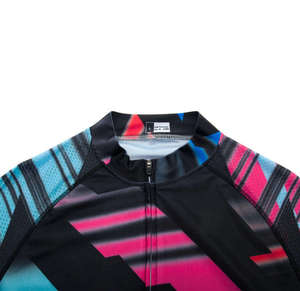 Maillot de cyclisme unisexe léger et respirant, doux pour la peau, à manches courtes, noir, rose, bleu, imprimé géométrique, chemise d'été pour vélo - Product Image 3