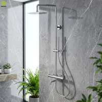 Robinet de baignoire thermostatique en acier inoxydable 316L PVD brossé or, ensemble de douche effet pluie