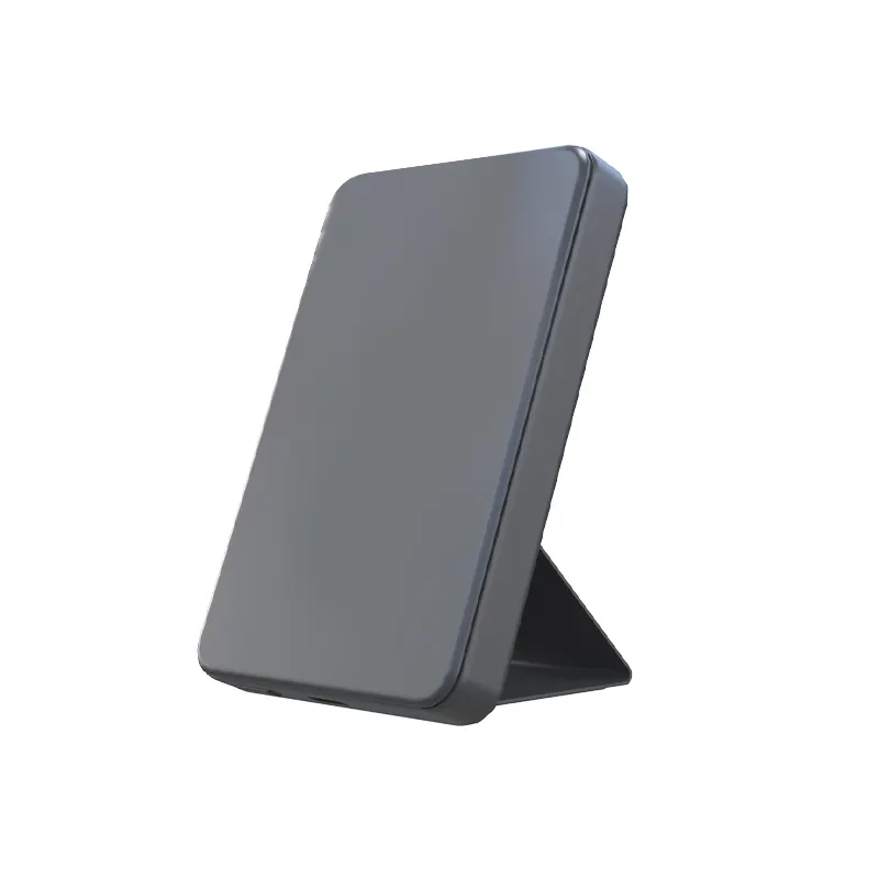 Bank daya nirkabel Mini, pengisi daya portabel magnetik dapat dilipat dengan dudukan untuk luar ruangan untuk bepergian