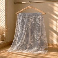 Dentelle française pour cils, 100% nylon extensible, appliqué tricoté, tissu jacquard multicolore pour robe de mariée