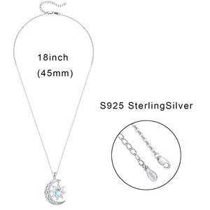 Trang Sức Bạc Sterling 925 Vòng Cổ Mặt Dây Chuyền Celtic Trăng Lưỡi Liềm Mặt Trời Mặt Trăng Đá Cho Nữ - Product Image 3