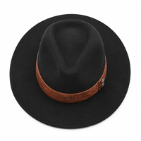 Chapeau Fedora en feutre de laine à large bord avec logo personnalisé, accessoires ceinture, unisexe, pour automne-hiver, voyage, fête, cérémonie, vente en gros usine