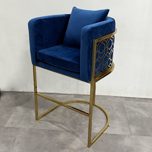 Chaise <span class=keywords><strong>de</strong></span> comptoir haute en nid d'abeille <span class=keywords><strong>de</strong></span> luxe en acier inoxydable doré, <span class=keywords><strong>tabouret</strong></span> <span class=keywords><strong>de</strong></span> <span class=keywords><strong>Bar</strong></span> en velours pour hôtel et maison - Product Image 4