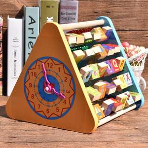 Cadre d'apprentissage en bois à cinq côtés perle cadre de comptage <span class=keywords><strong>MR</strong></span> alphabet cognitif flip board cadre chevalet jouets d'éducation précoce pour enfants - Product Image 3