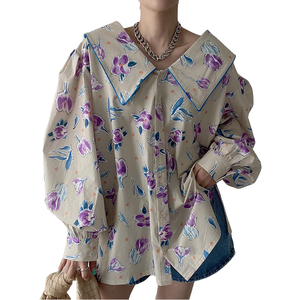 Tela no tejida de poliéster ecológica, estilo vintage francés, informal, con estampado de descarga bidireccional en la parte delantera y trasera, holgada y versátil, primavera 2023, venta al por mayor - Product Image 4