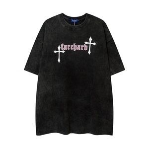 Camisetas de Verano para Hombre al por Mayor, Estilo Urbano, con LOGO Personalizado, Oversize, Cuello Redondo, Lavado Vintage - Product Image 6