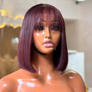 5by5 DD Straight Bob Peluca de cabello humano con flequillo de encaje Peluca con flecos - Product Image 4