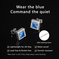 Herren S925 Silber Blumenform Aquamarin Saphirblau AAAAA Kubikzirkonia Ohrstecker Damen 14K Vergoldete Vierblättrige Kleeblatt-Ohrringe