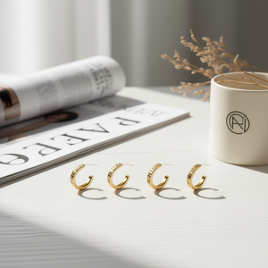 Boucles d'oreilles créoles en acier inoxydable doré pour femmes, accessoire de mode - Product Image 3