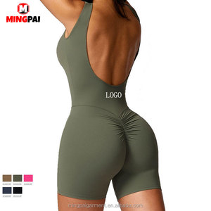 Abbigliamento Sportivo Femminile Personalizzato di Alta Qualità, Traspirante, Senza Cuciture, Spalle Scoperte, Vita Elastica, Reggiseno Rimovibile, Pantaloncini con Tasche, Tinta Unita - Product Image 2