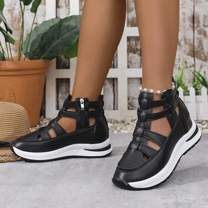 Sandales sportives d'été pour femmes, dessus en PU, semelle extérieure en caoutchouc, semelle épaisse, bride arrière avec boucle - Product Image 3