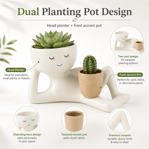 Pot de fleurs en résine léger et écologique avec figurine inclinée pour plantes succulentes – Idéal pour la maison moderne, le <span class=keywords><strong>jardin</strong></span> et le bureau - Product Image 6