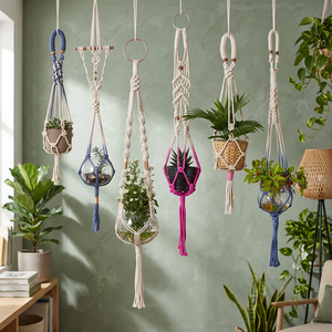 Kit Moderno de Macramé para Colgar Plantas, de Algodón, para Todas las Estaciones, para Hogar, Jardín y Restaurantes - Product Image 2