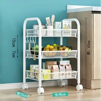 Chariot utilitaire roulant à 4 niveaux, organisateur de stockage en métal, chariot de cuisine avec roulettes pour chariot de rangement à domicile