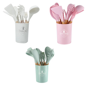 12-teiliges Küchenutensilien-Set aus Lebensmittelechtem Silikon, Hitzebeständige Kochgeräte wie Zangen, Spatel und Schöpfkelle mit Halter für Antihaft-Kochgeschirr - Product Image 1