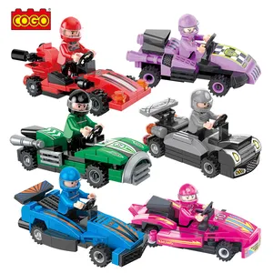 COGO Kids Mini Rennwagen Build Block Pull Back Auto Custom Kits Bausteine Spielzeug Set