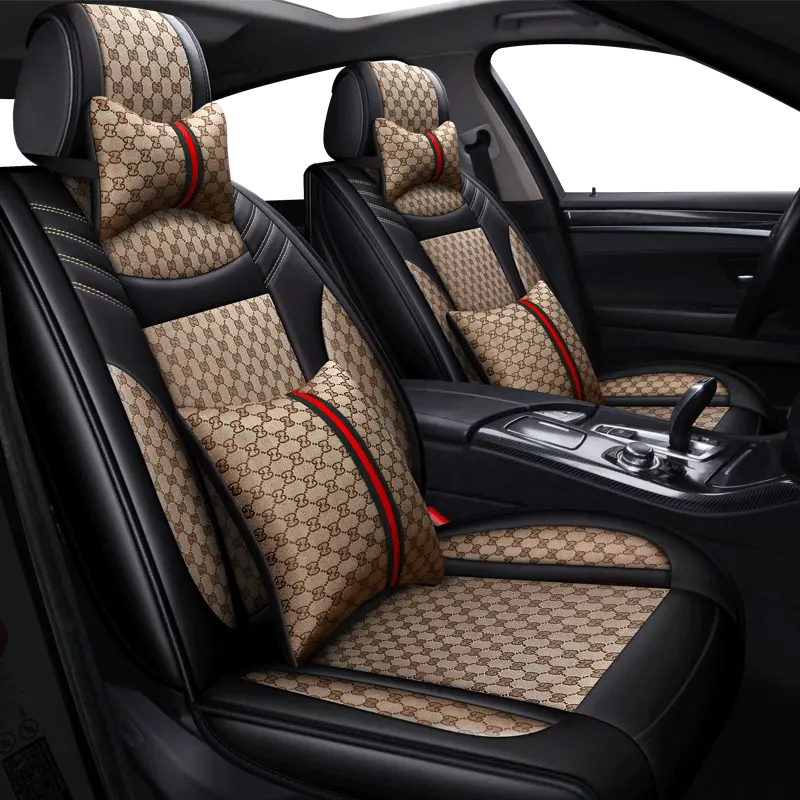 Beige universal car seat cover leather