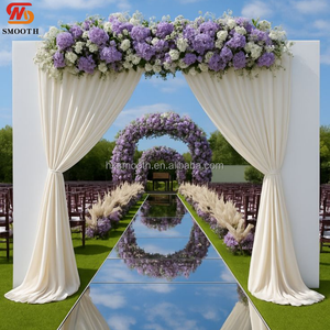Alfombra de pasillo impermeable con efecto espejo de color personalizado para bodas, banquetes y eventos de alquiler, alfombra de espejo plateada, dorada y rosa resistente a los arañazos. - Product Image 1