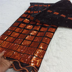 Tissus en dentelle à sequins de haute qualité nigérians, dentelle douce pour robes de mariée et de soirée - Product Image 3